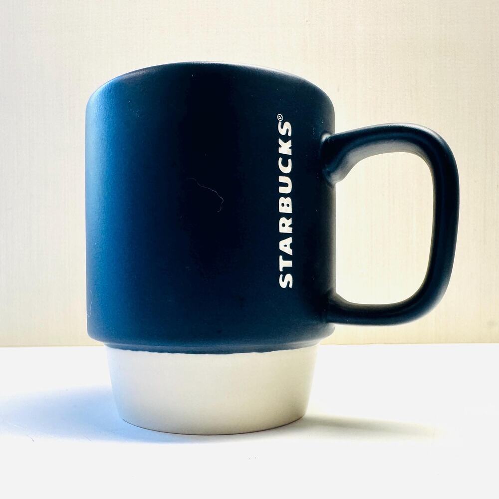 Starbucks Stoneware Coffee Tea Mug Navy Blue Matte Stackable